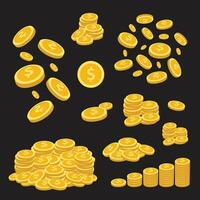 Gold coins vector isolated on background.