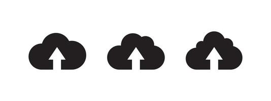 Cloud storage icons. Black clouds. Functional icons for interfaces. Vector scalable graphics