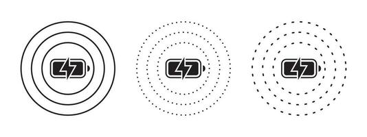 Wireless charging icons. Battery charge level. Smartphone battery. Vector scalable graphics