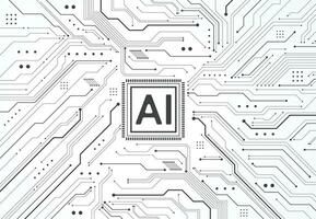 Artificial intelligence chipset on circuit board in futuristic concept technology artwork for web, banner, card, cover. Vector illustration