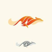 Abstract Running Fox logo gradient colorful style vector