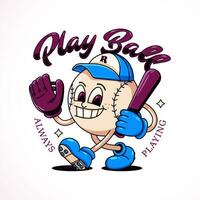 Play Ball, a cartoon illustration of a baseball mascot. Perfect for logos, t-shirts, stickers and posters vector