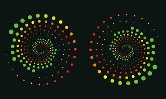 Abstract Orange dotted spiral vortex on a colorful background Swirl pattern dots vector illustration