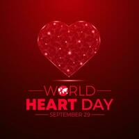 Vector illustration on the theme of World heart day observed on september 29. Low poly style design. Geometric background. Vector template for banner, greeting card, poster with background.