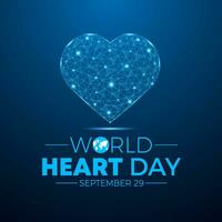 Vector illustration on the theme of World heart day observed on september 29. Low poly style design. Geometric background. Vector template for banner, greeting card, poster with background.