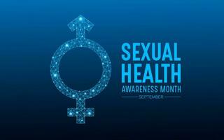 Sexual health awareness month is observed every year in september. Low poly style design. Vector template for banner, greeting card, poster with geometric background. Isolated vector illustration.