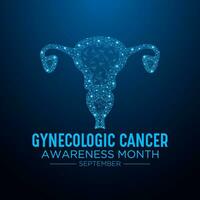 ginecológico cáncer conciencia mes es observado cada año en septiembre. hembra reproductivo sistema símbolo. bajo escuela politécnica estilo diseño. aislado vector ilustración.