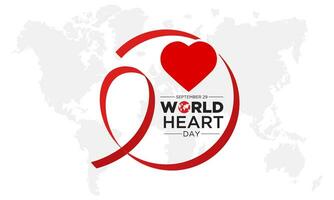 Vector illustration on the theme of World heart day observed on september 29. Vector template for banner, greeting card, poster with background. Vector illustration.