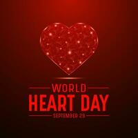 Vector illustration on the theme of World heart day observed on september 29. Low poly style design. Geometric background. Vector template for banner, greeting card, poster with background.