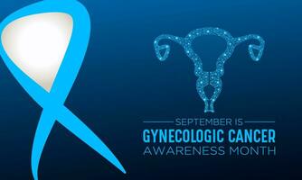 Gynecologic cancer awareness month is observed every year in september. Female reproductive system symbol. Low poly style design.  Isolated vector illustration.