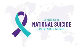 National suicide prevention month is observed every year in september. September is national suicide prevention awareness month. Vector template for banner, greeting card, poster with background.