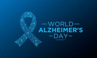 World alzheimer's day is observed every year in september 21. Vector template for banner, greeting card, poster with geometric background. Low poly style design.