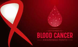 Blood cancer awareness month is observed every year in september. Low poly style design. Vector template for banner, greeting card, poster with geometric background. Isolated vector illustration.