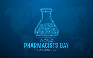 mundo farmacéuticos día en septiembre 25 es un celebracion de cada farmacéutico, farmacéutico científico. bajo escuela politécnica estilo diseño. geométrico antecedentes. aislado vector ilustración.