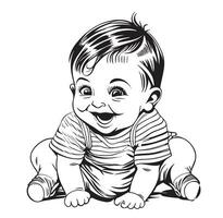Baby smiling crawling hand drawn sketch Vector illustration in doodle style