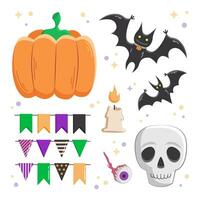 Halloween design elements small set, sticker set with Halloween symbols vector