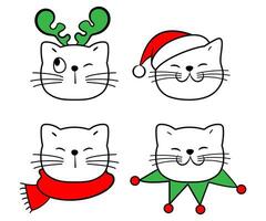 Merry Christmas cats collection character cartoon vector illustration hand drawn isolated
