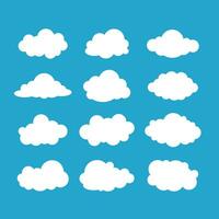 Vector set of different clouds on blue background