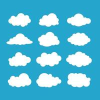 Vector set of different clouds on blue background