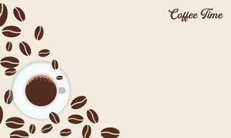 Vector realistic coffee time background with coffee cup