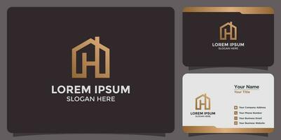 house design logo combination of the letter H and a business card vector