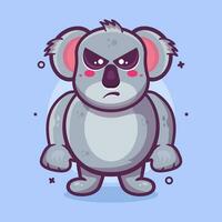 serious koala animal character mascot with angry expression isolated cartoon in flat style design vector