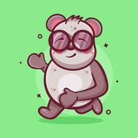 cute panda animal character mascot running isolated cartoon in flat style design vector