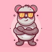 linda panda animal personaje mascota con frio expresión aislado dibujos animados en plano estilo diseño vector