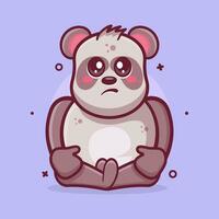 funny panda animal character mascot with sad expression isolated cartoon in flat style design vector