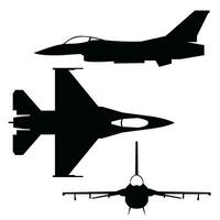 F 16 chorro combatiente icono conjunto vector