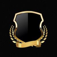 Black and gold shield retro design vector illustration isolated on black background