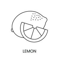Citrus fruit lemon, line icon in vector to indicate on food packaging about the presence of this allergen.
