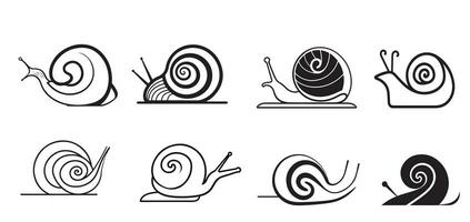 caracol conjunto íconos mano dibujado bosquejo vector ilustración