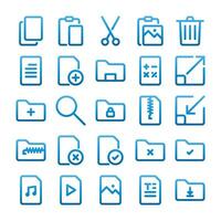 document and file icon set, in gradient line style, suitable for business, office, work, ui and technology. This includes files, data, new documents, folders, edit, copy, archive, file format. vector