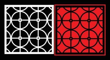 Decorative wall panels set Jali design CNC pattern, vector