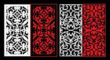 Decorative wall panels set Jali design CNC pattern,laser cutting pattern,router CNCcutting.Jali Laser cut decorative panel set with lace pattern. vector