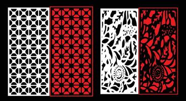 Decorative wall panels set Jali design CNC pattern,laser cutting pattern,router CNCcutting.Jali Laser cut decorative panel set with lace pattern. vector