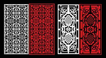 Decorative wall panels set Jali design CNC pattern, vector