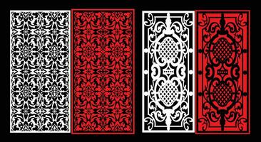 Decorative wall panels set Jali design CNC pattern, vector