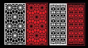 Decorative wall panels set Jali design CNC pattern, vector