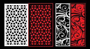 Decorative wall panels set Jali design CNC pattern, vector