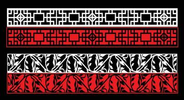 Decorative wall panels set Jali design CNC pattern, vector