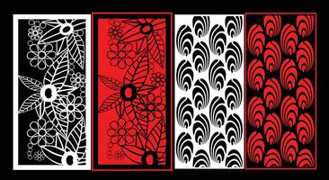 Decorative wall panels set Jali design CNC pattern,laser cutting pattern,router CNCcutting.Jali Laser cut decorative panel set with lace pattern. vector