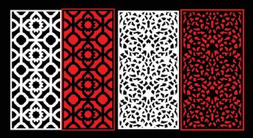 Decorative wall panels set Jali design CNC pattern, vector