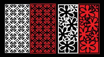 Decorative wall panels set Jali design CNC pattern, vector