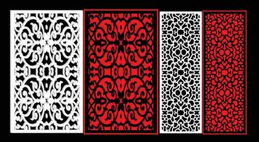 Decorative wall panels set Jali design CNC pattern, vector