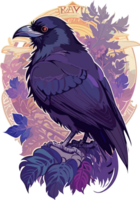 violet corbeau sur brindille png