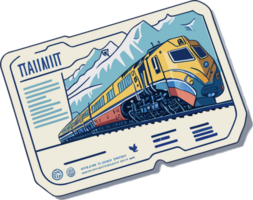 Postcard train on railway AI generative png