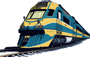 Train on railway png