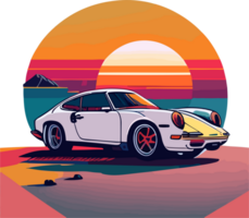 Retro car on summer png